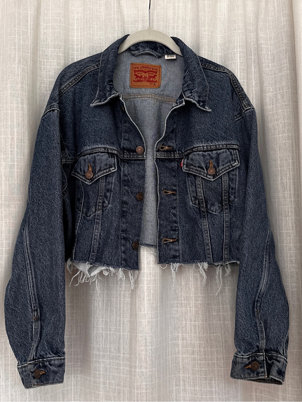 Levi's Light Blue Denim Jacket with Tan Leather Patch